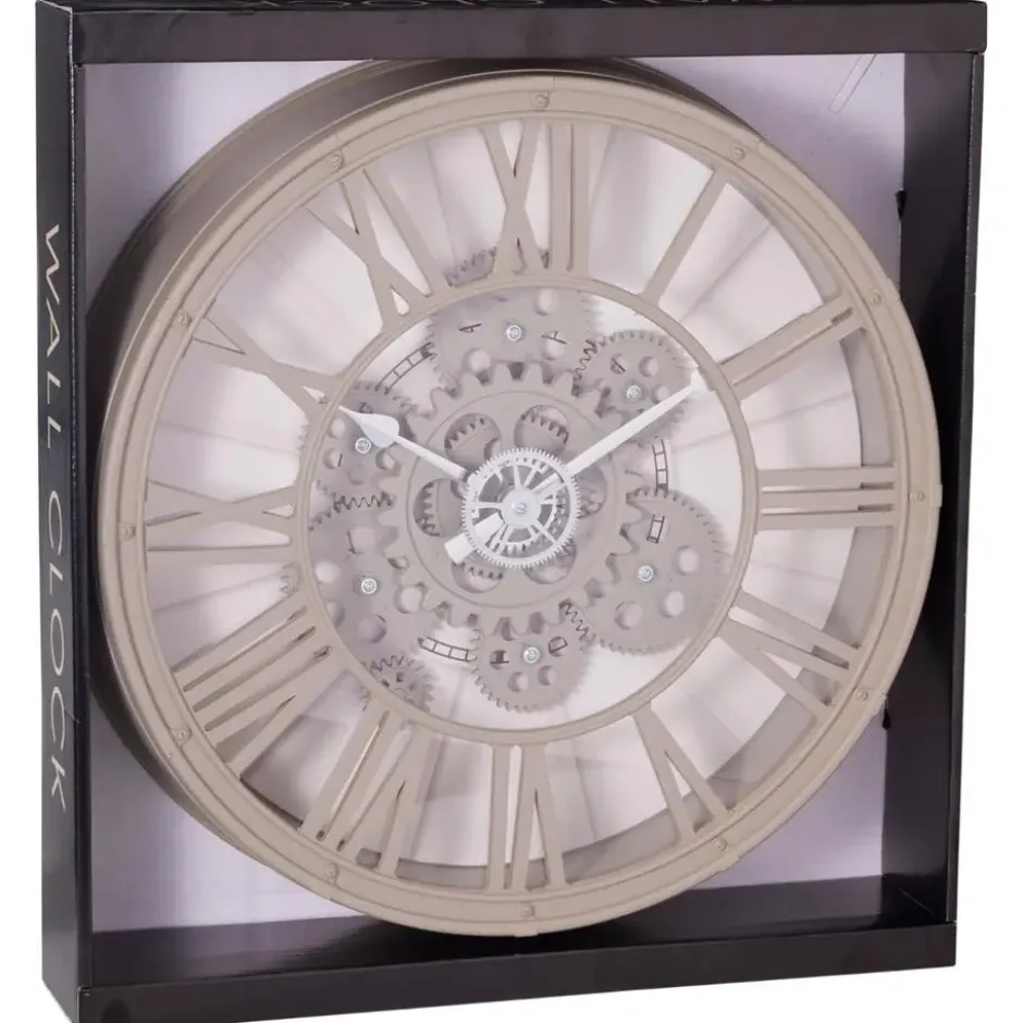 Home & Styling Wandklok/muur klok Vienna - Dia 39 cm - beige