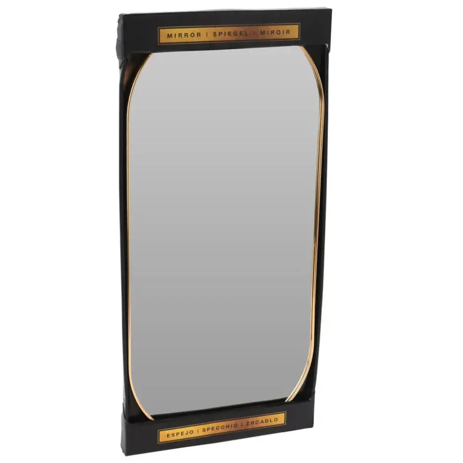 Home & Styling Wandspiegel - ovaal - metaal - bronsgoud - 50x25cm