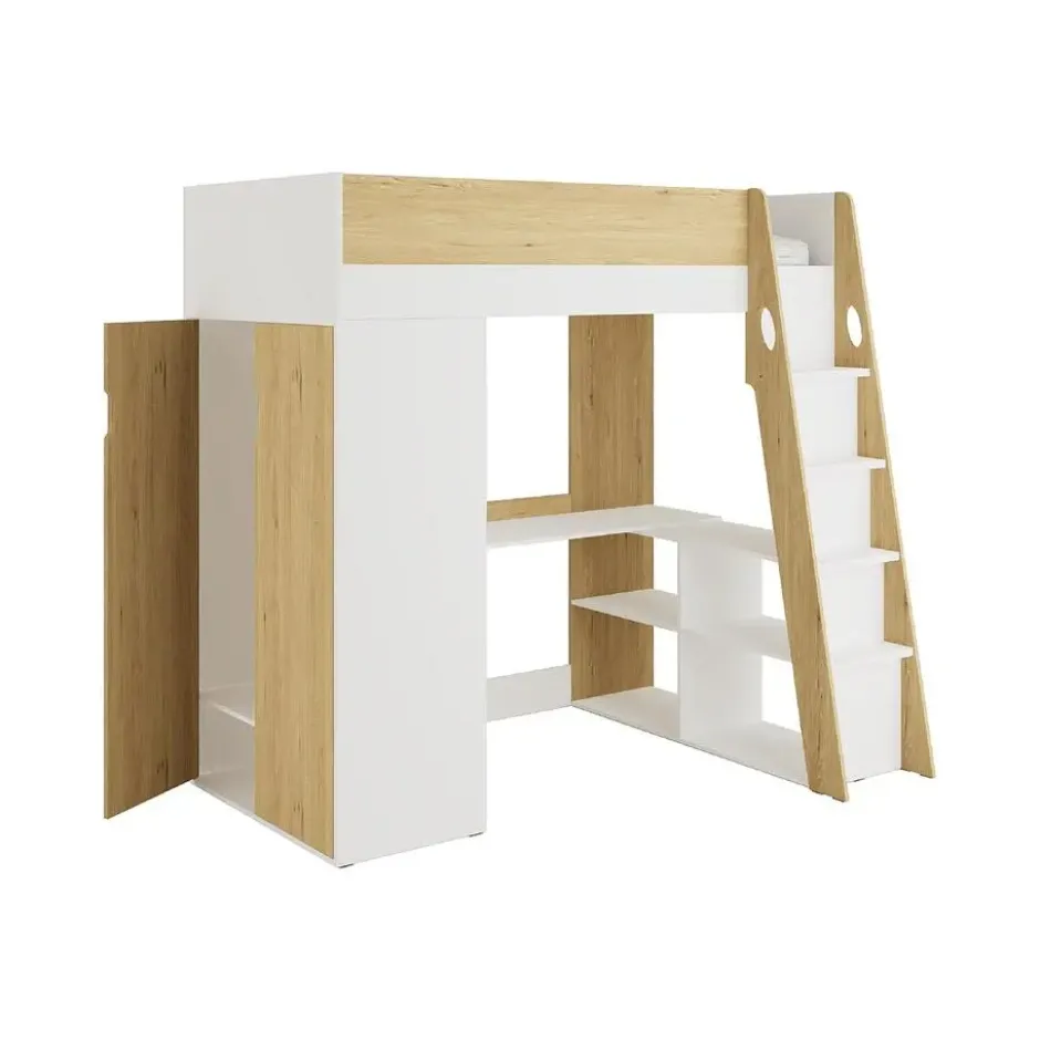 Hoogslaper ARMONESA - 1 plaats - Natuurlijk licht Wit Hout paneel