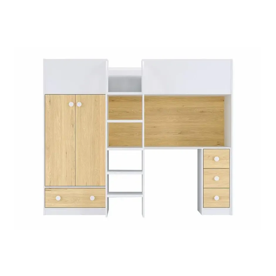Hoogslaper CINAMO - 1 plaats - Natuurlijk licht Wit Hout paneel
