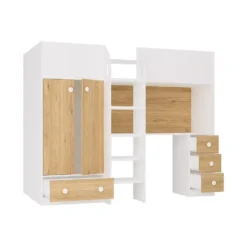 Hoogslaper CINAMO - 1 plaats - Natuurlijk licht Wit Hout paneel