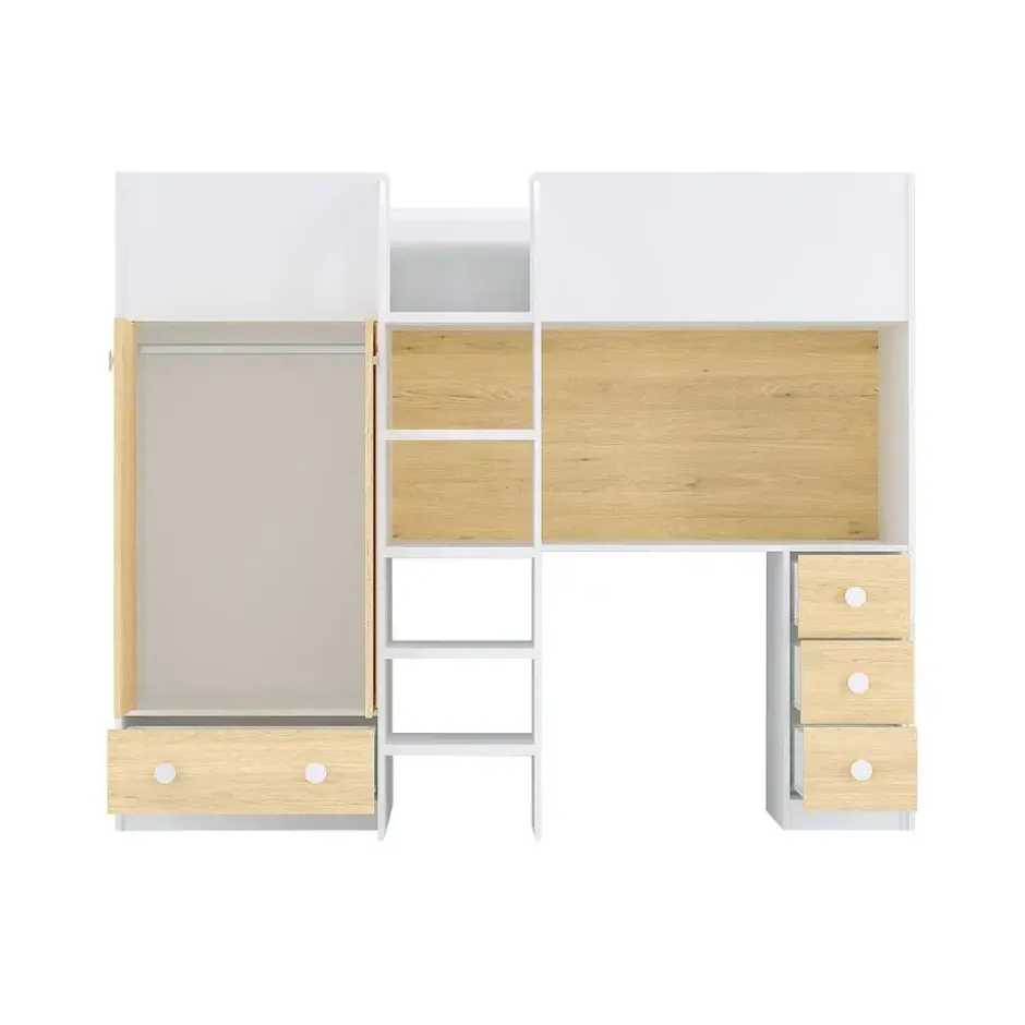 Hoogslaper CINAMO - 1 plaats - Natuurlijk licht Wit Hout paneel