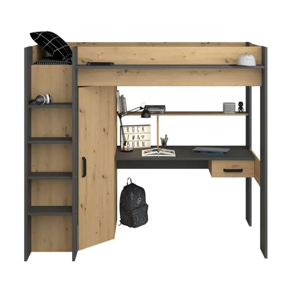 Hoogslaper Mike - eikenkleur - 178,3x116,4x204,4 cm