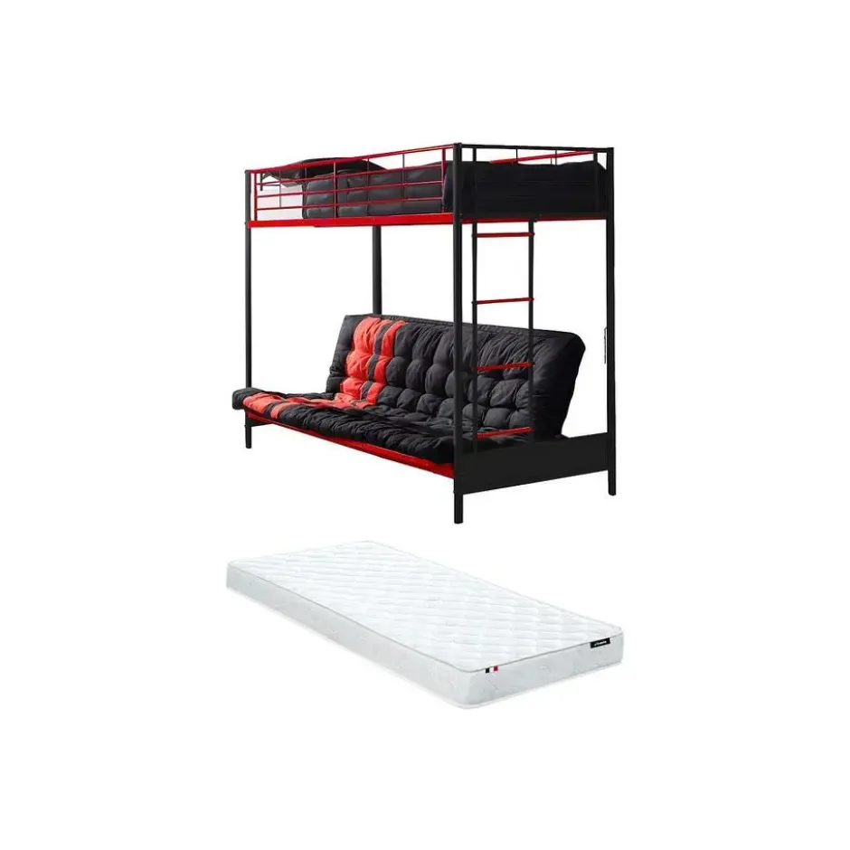 Hoogslaper MODULO - 1 plaats - Zwart Rood Metaal