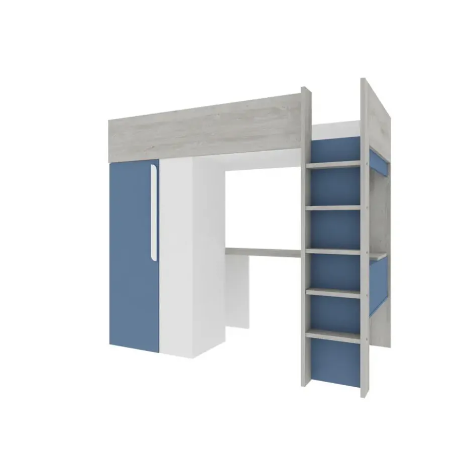 Hoogslaper NICOLAS - 1 plaats - Blauw Wit Hout paneel