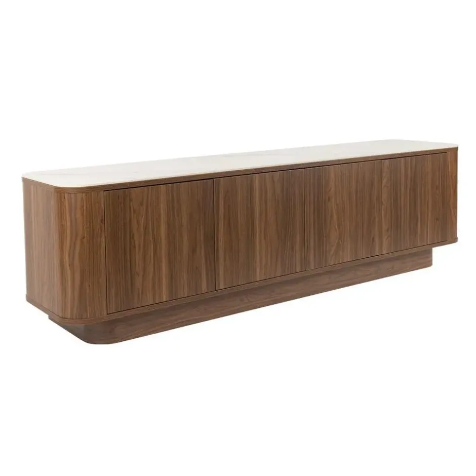 Housecraft Almira Dressoir Hoog 180 cm Hout/ Marmerlook Walnootkleur - Bruin