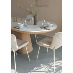 Housecraft Almira Eettafel Ovaal 200 cm Hout Wit/ Bruin donker