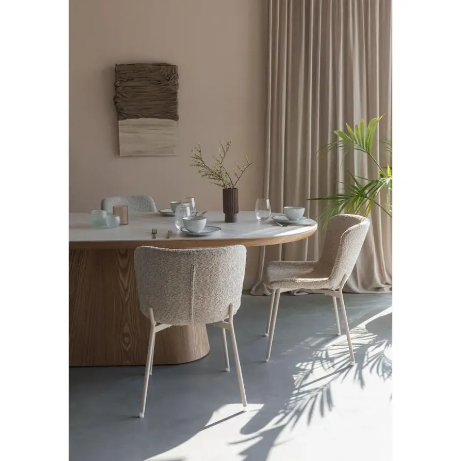 Housecraft Almira Eettafel Ovaal 200 cm Hout Wit/ Bruin