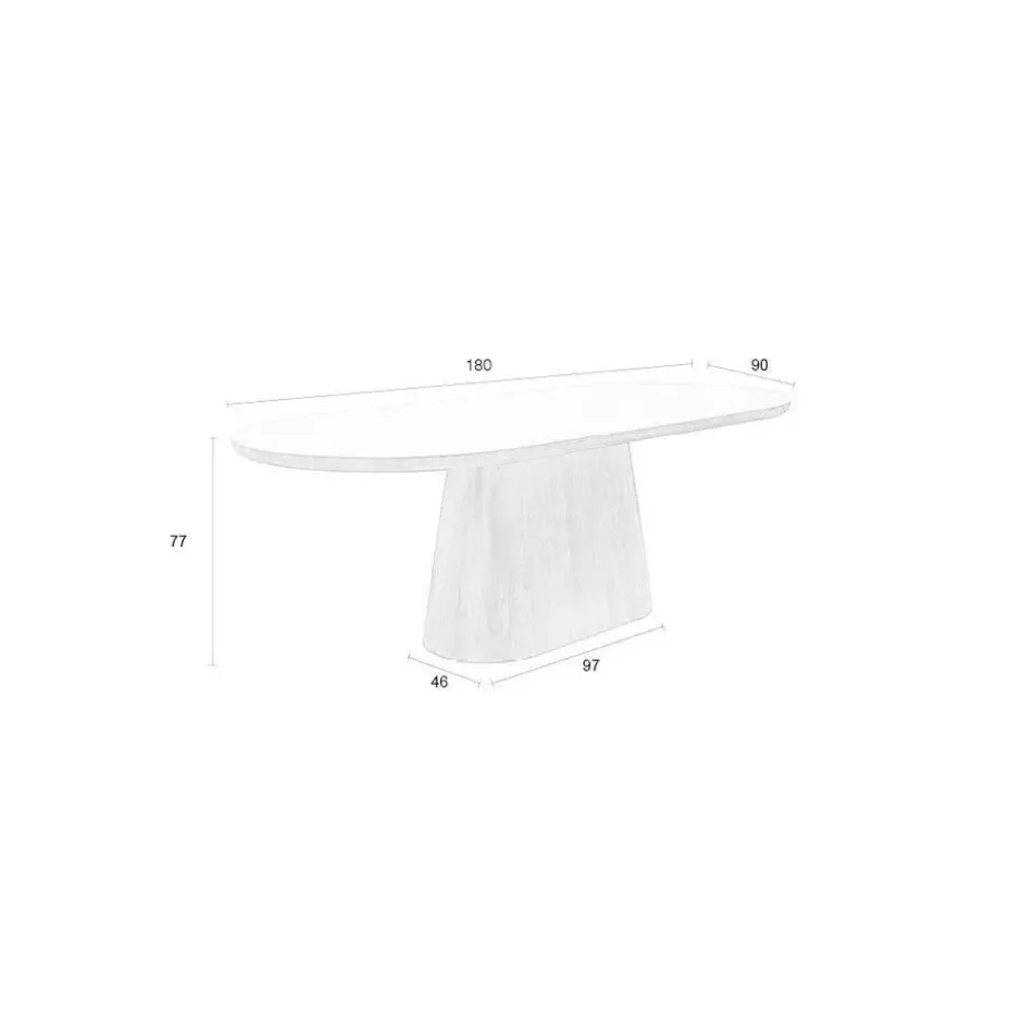 Housecraft Almira Eettafel Ovaal 180 cm Hout Wit/ Bruin