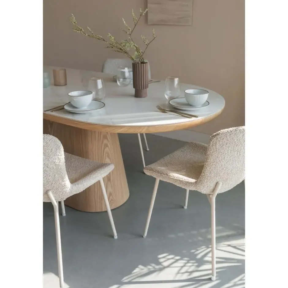 Housecraft Almira Eettafel Ovaal 180 cm Hout Wit/ Bruin