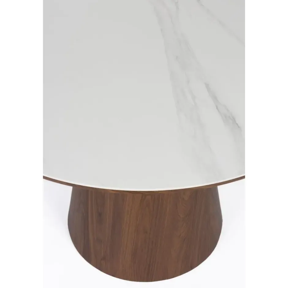 Housecraft Almira Eettafel Rond 115 cm Hout Wit/ Bruin donker