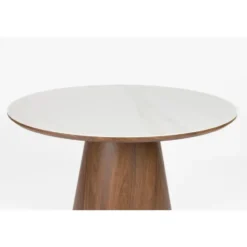 Housecraft Almira Eettafel Rond 115 cm Hout Wit/ Bruin donker