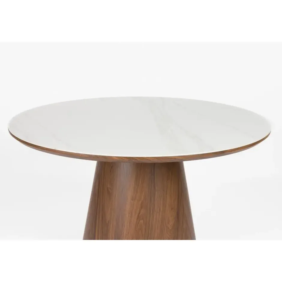 Housecraft Almira Eettafel Rond 115 cm Hout Wit/ Bruin donker