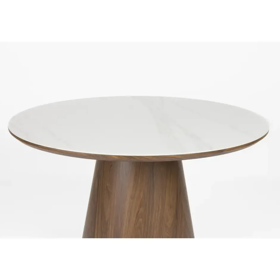 Housecraft Almira Eettafel Rond 115 cm Hout Wit/ Bruin donker
