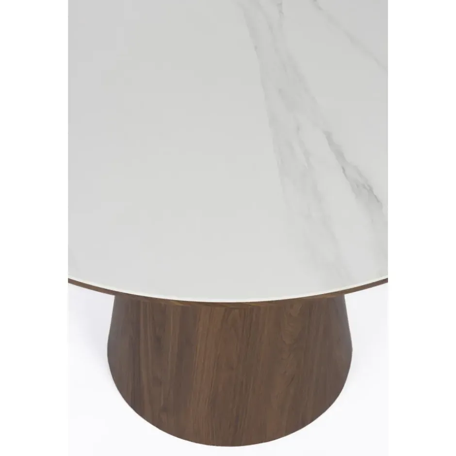 Housecraft Almira Eettafel Rond 115 cm Hout Wit/ Bruin donker