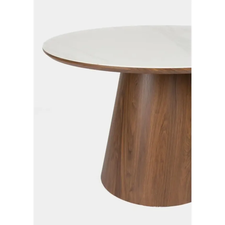 Housecraft Almira Eettafel Rond 115 cm Hout Wit/ Bruin donker