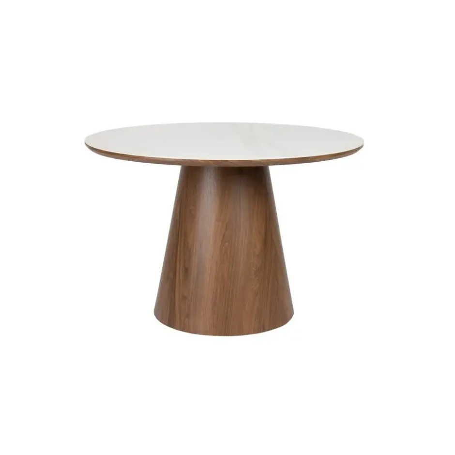 Housecraft Almira Eettafel Rond 115 cm Hout Wit/ Bruin donker