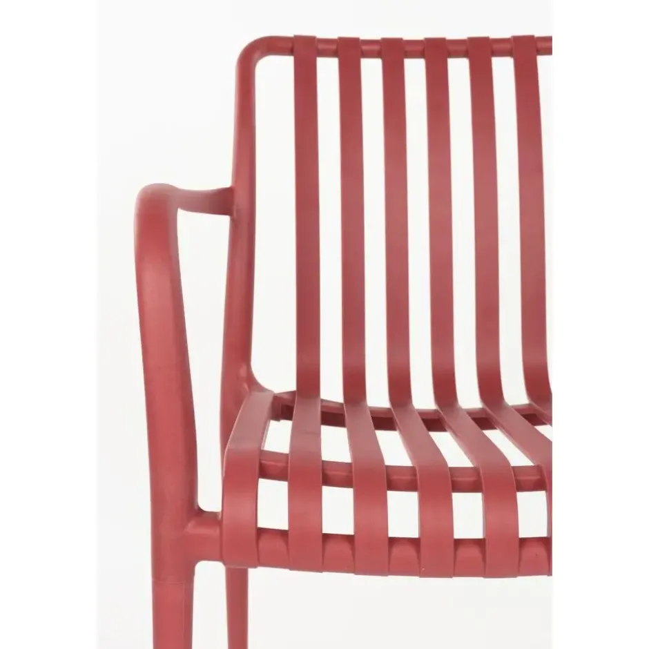 Housecraft Amae Tuinstoel Armleuning Kunststof Rood - Set van 4