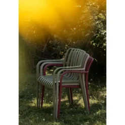 Housecraft Amae Tuinstoel Armleuning Kunststof Rood - Set van 4