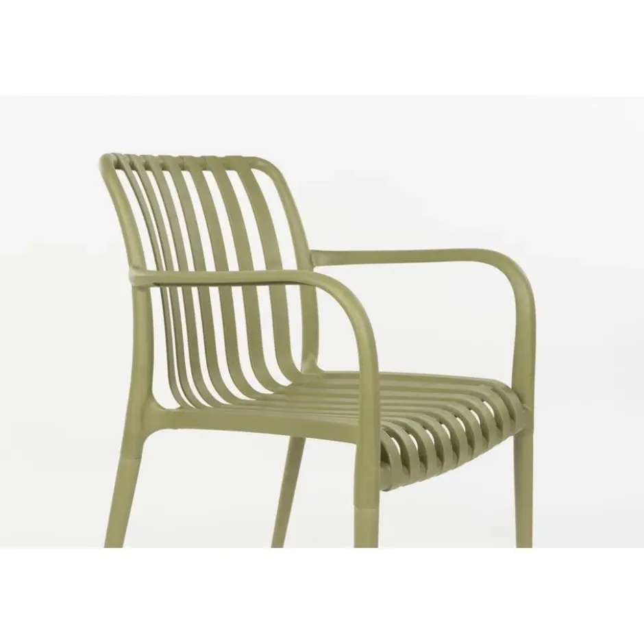 Housecraft Amae Tuinstoel Armleuning Kunststof Groen - Set van 4