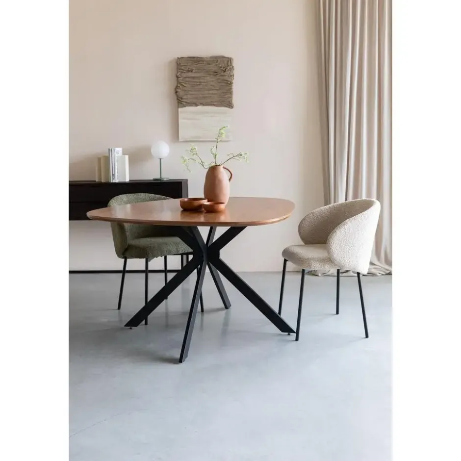 Housecraft Chase Eettafel Organisch/ Rond Metaal/ Hout - Beige