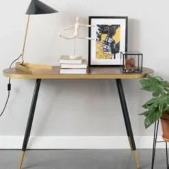 Housecraft Denise Consoletafel/ Wandtafel 121x41 cm Hout Bruin/ Goud
