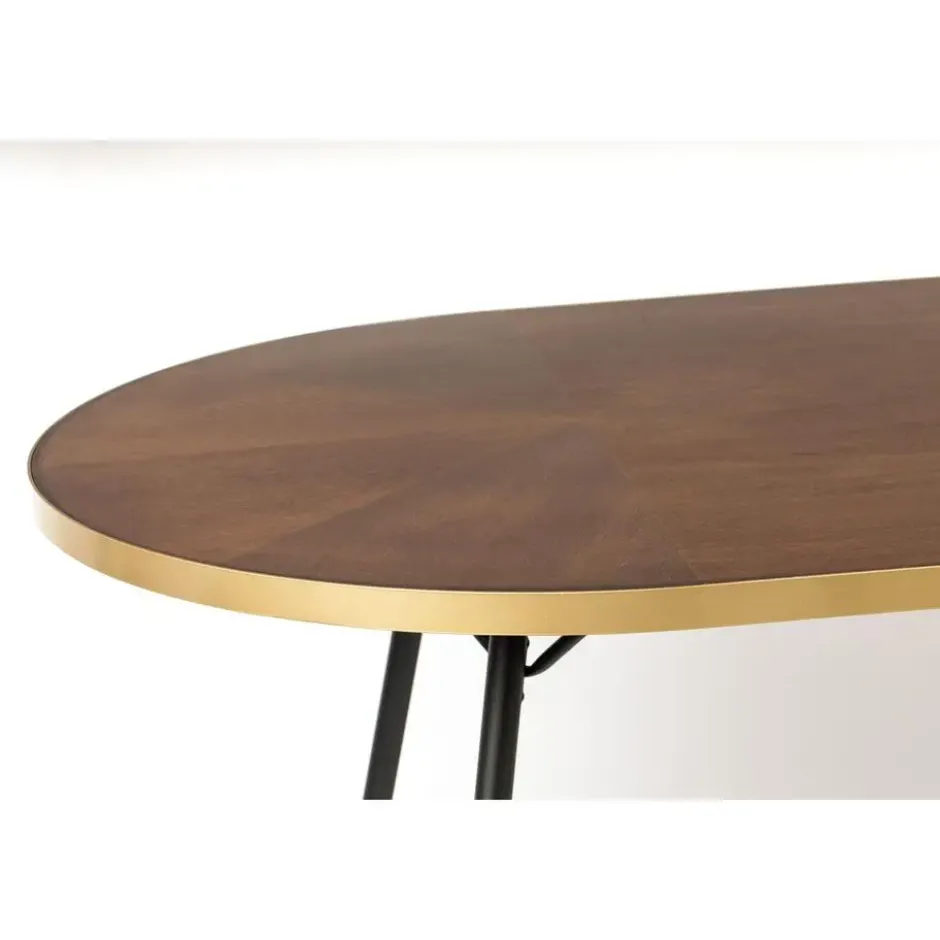 Housecraft Denise Eettafel Ovaal 180x90 cm Hout Bruin/ Goud