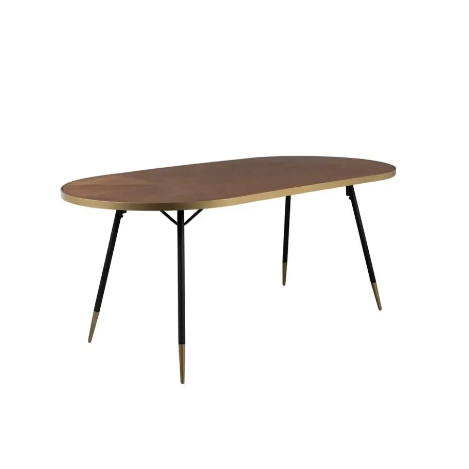 Housecraft Denise Eettafel Ovaal 180x90 cm Hout Bruin/ Goud