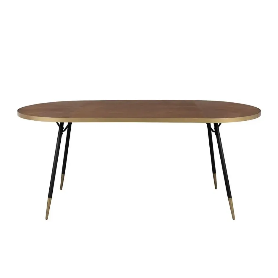 Housecraft Denise Eettafel Ovaal 180x90 cm Hout Bruin/ Goud
