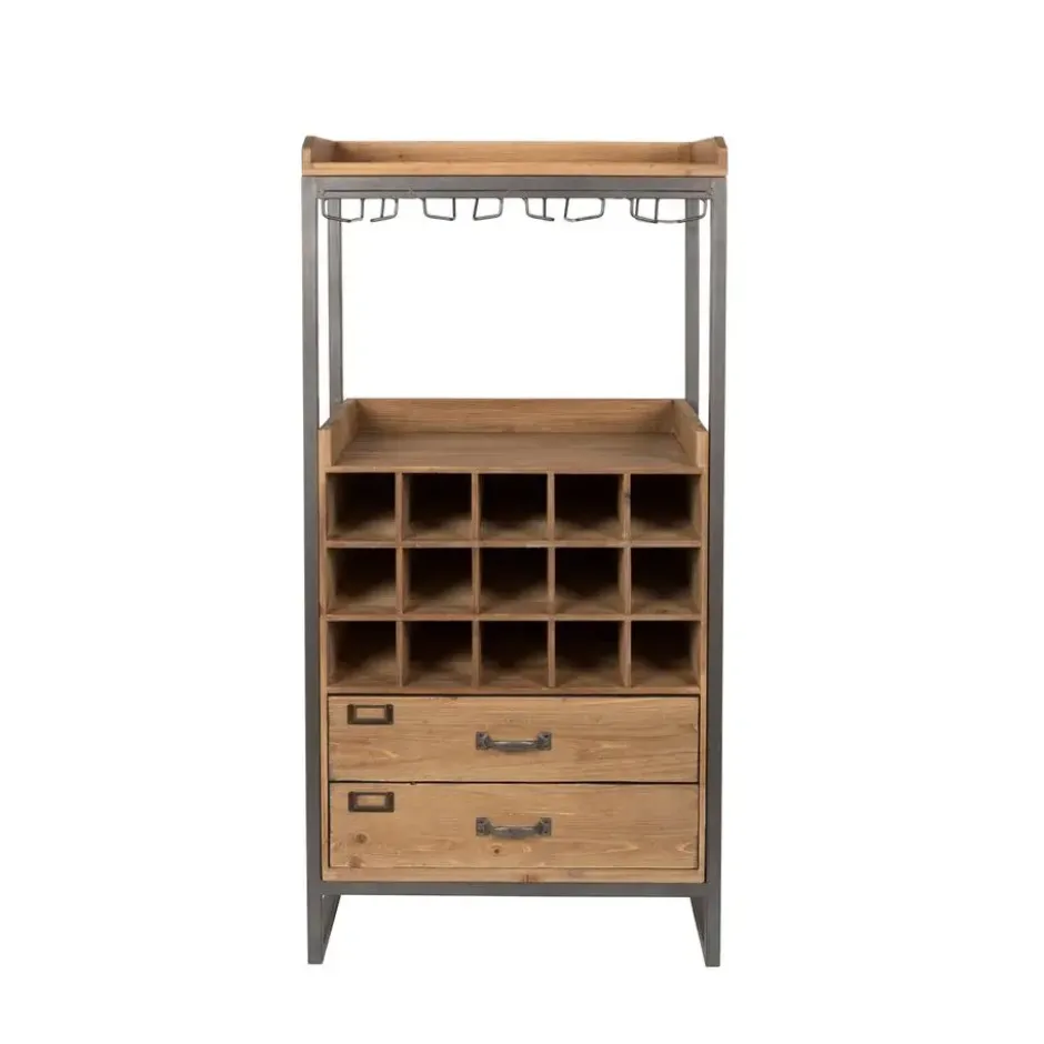 Housecraft Edgar Wijnkast/ Drankkast/ Barkast Hout Bruin
