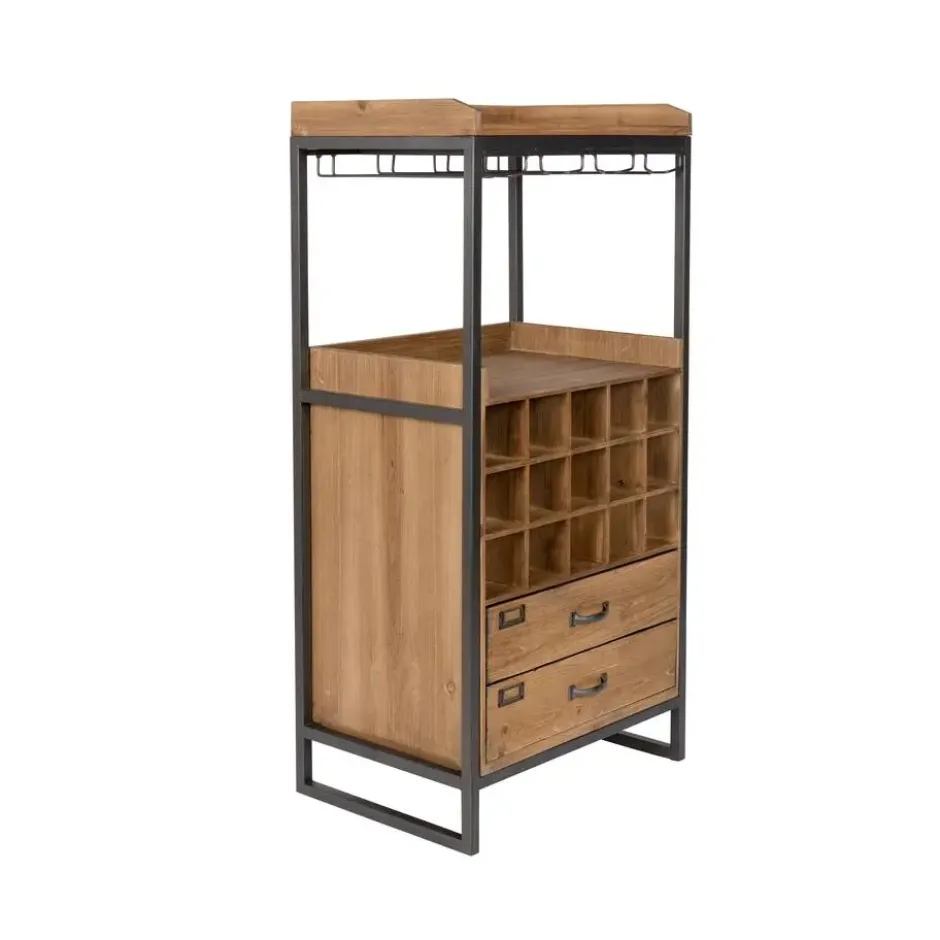 Housecraft Edgar Wijnkast/ Drankkast/ Barkast Hout Bruin