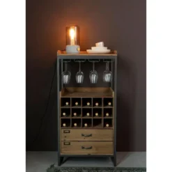 Housecraft Edgar Wijnkast/ Drankkast/ Barkast Hout Bruin