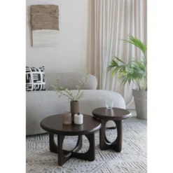 Housecraft Living Jani Salontafel Rond 60 cm Mangohout Donkerbruin