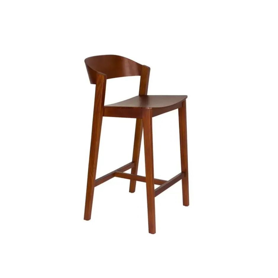 Housecraft Living Wooz Barkruk rugleuning 65 cm Eikenhout Walnoot Bruin