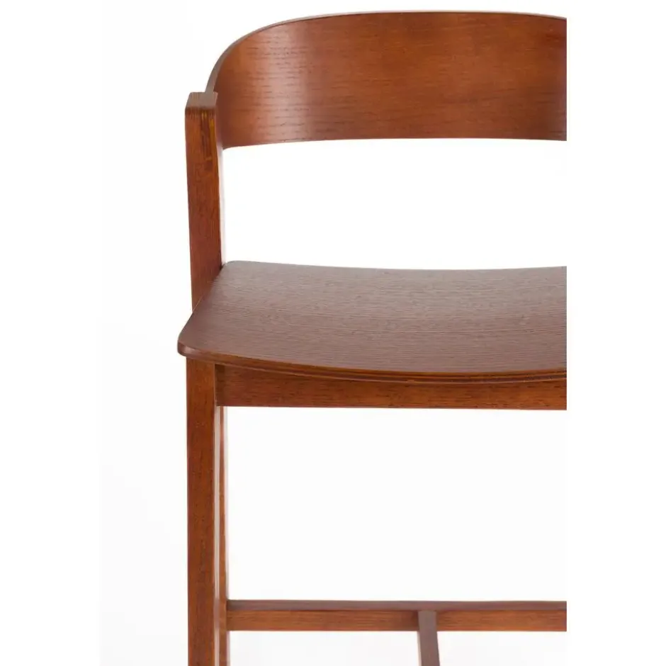Housecraft Living Wooz Barkruk rugleuning 65 cm Eikenhout Walnoot Bruin