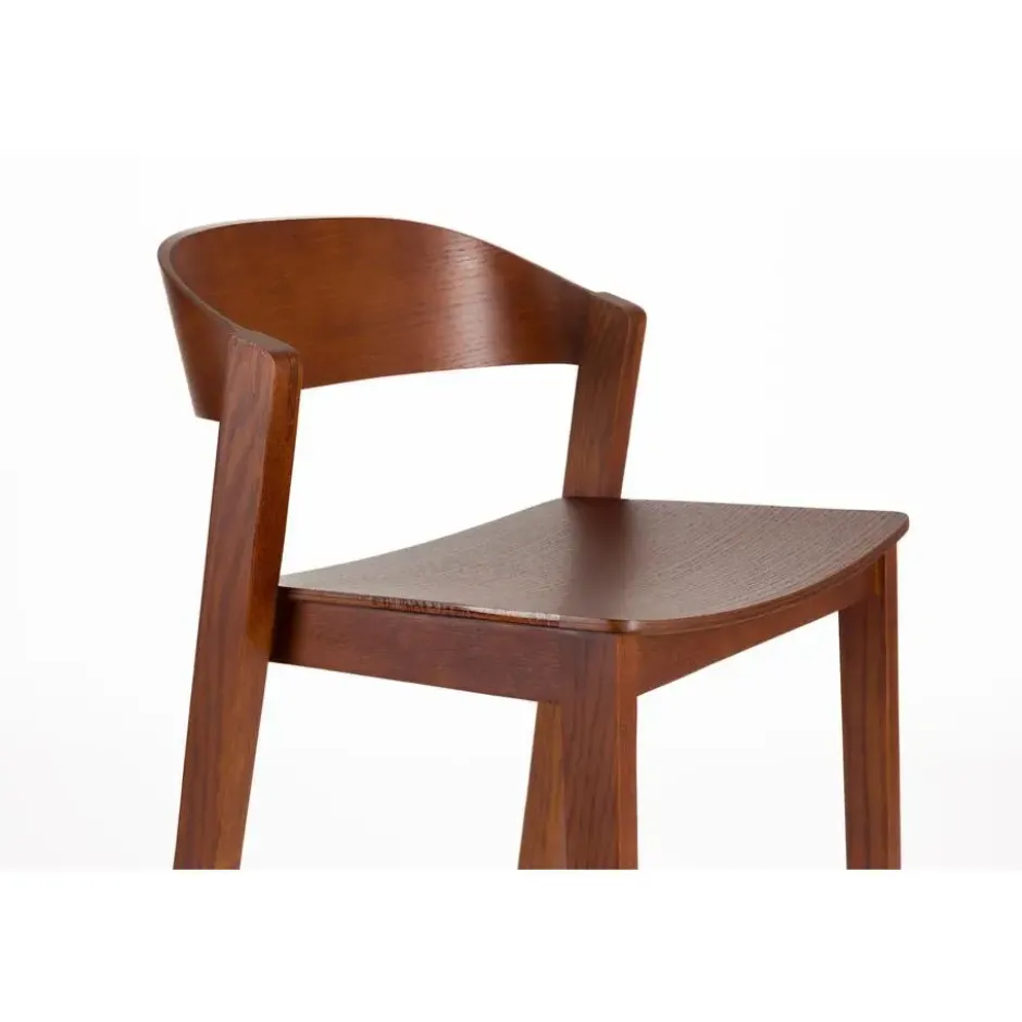 Housecraft Living Wooz Barkruk rugleuning 65 cm Eikenhout Walnoot Bruin