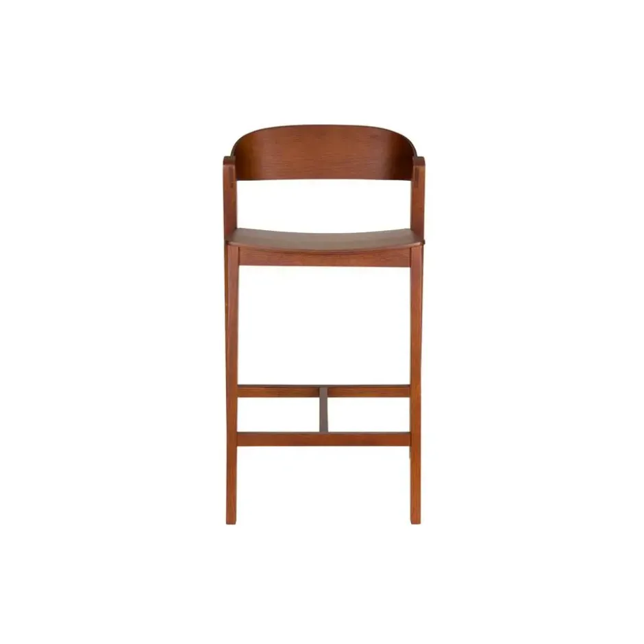 Housecraft Living Wooz Barkruk rugleuning 65 cm Eikenhout Walnoot Bruin