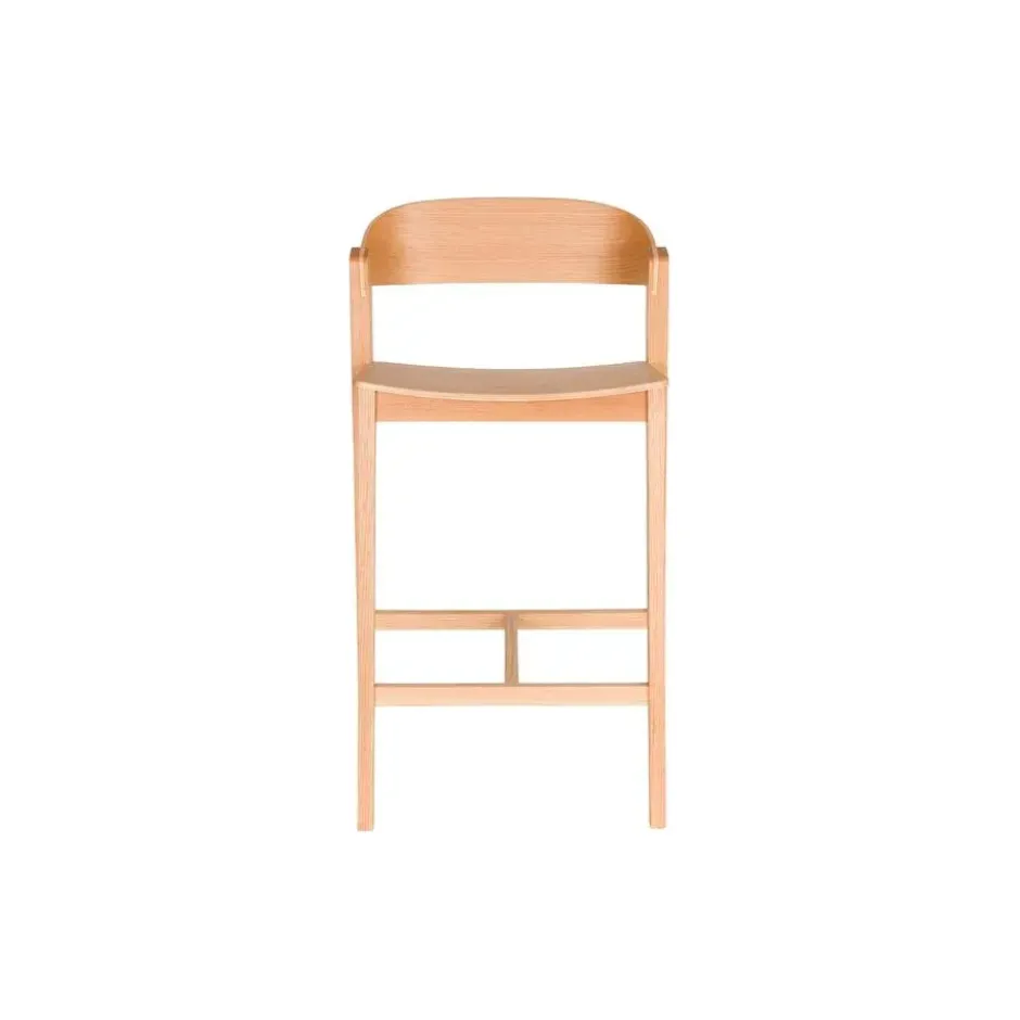Housecraft Living Wooz Barkruk rugleuning 65 cm Eikenhout Naturel