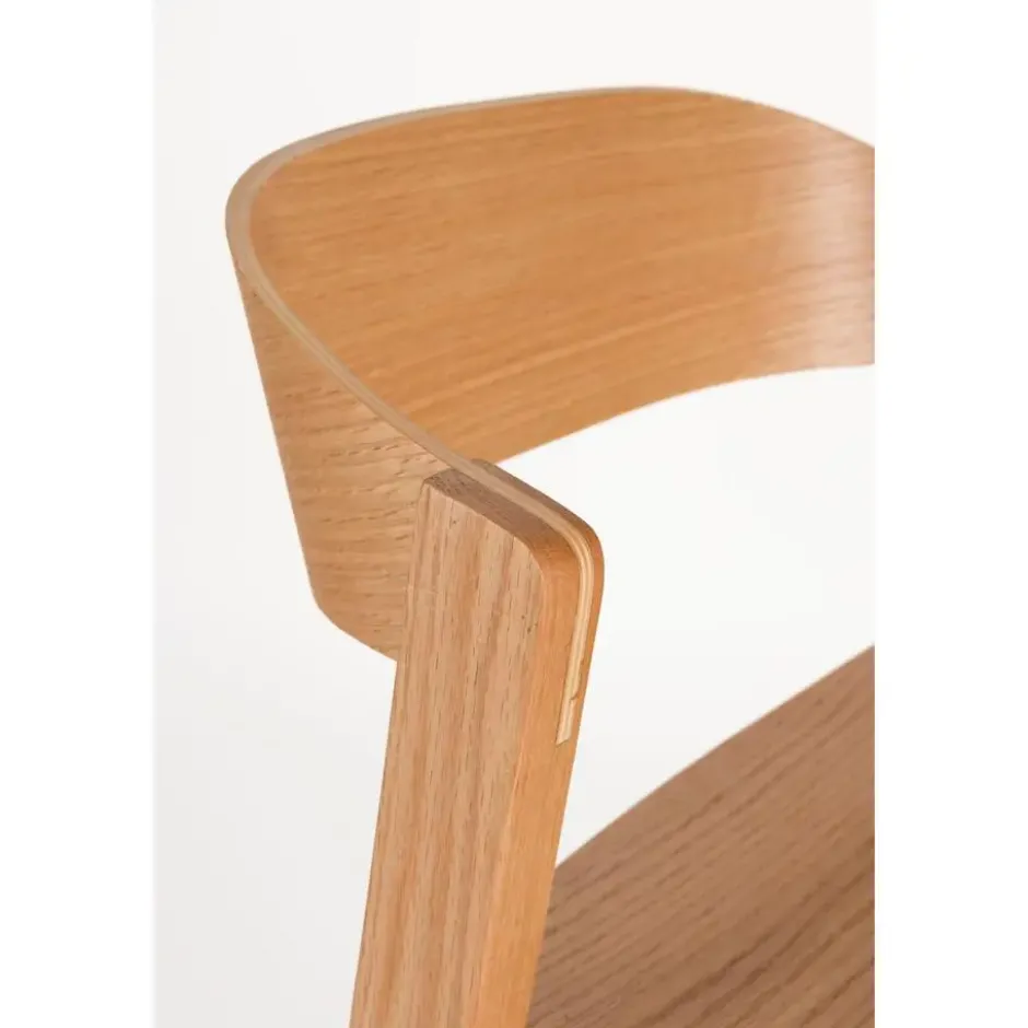 Housecraft Living Wooz Barkruk rugleuning 65 cm Eikenhout Naturel