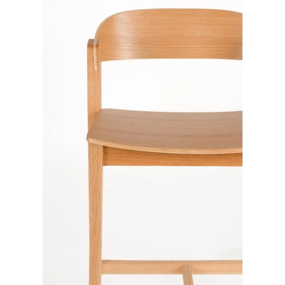 Housecraft Living Wooz Barkruk rugleuning 65 cm Eikenhout Naturel