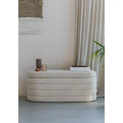 Housecraft Living Zuma bankje Bouclé Wit/ Beige