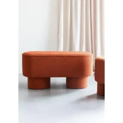 Housecraft Marcos Bankje Bouclé Rood/ Bruin