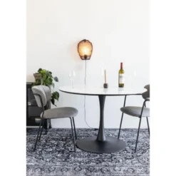 Housecraft Maru Eettafel Rond 110 cm Marmerlook Wit
