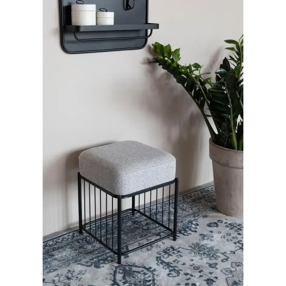 Housecraft Milou Kruk/ Poef Vierkant - Grijs