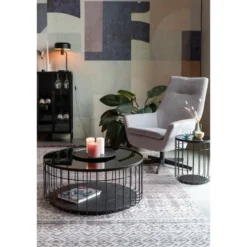 Housecraft Rob Wijnkast/ Drankkast/ Barkast Hoog Hout Metaal Zwart