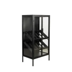 Housecraft Rob Wijnkast/ Drankkast/ Barkast Hoog Hout Metaal Zwart