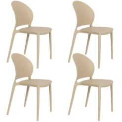 Housecraft Sjoerd Tuinstoelen Kunststof Beige - Set van 4