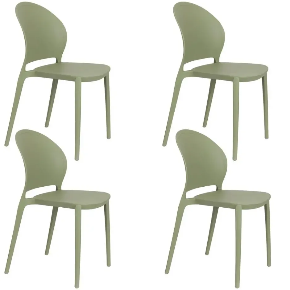 Housecraft Sjoerd Tuinstoelen Kunststof Groen - Set van 4