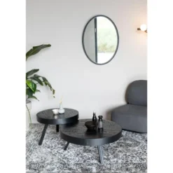 Housecraft Suri Salontafel Rond 70 cm Teakhout Zwart