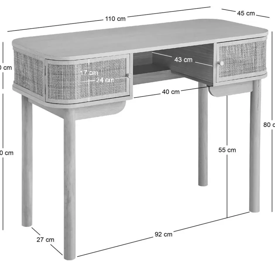 Houten Bureau met 2 Deuren